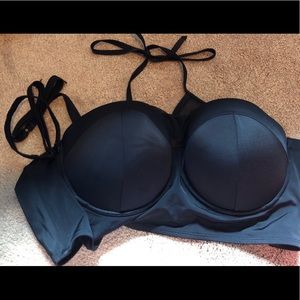 Torrid Black Mesh Halter Swim Top